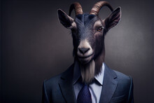 Portrait Of Goat In A Business Suit, Generative Ai