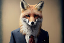 Portrait Of Fox In A Business Suit, Generative Ai