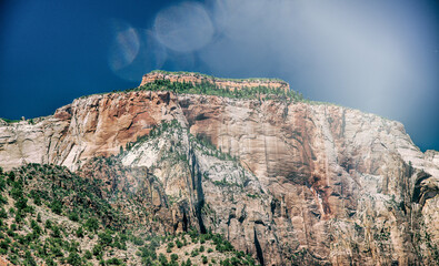 Sticker - Beautiful mountains of Zion National Park under a blue sky.