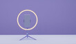 © Tiviland - Circular flash for mobile phone. Smartphone on tripod. Content creator vlogger blogger influence creative media production video making sound live streaming camera microphone. 3D render