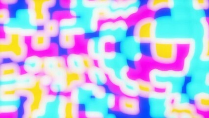 Poster - Psychedelic animation with floating colorful background. Design. Animation with psychedelic effect of colorful pattern and liquid pulsations. Colorful background with spots is liquid inflated