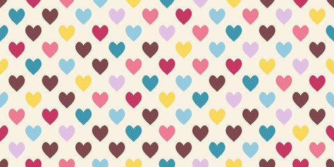 Poster - Colorful background with valentine hearts. Seamless pattern for print and decor. Seamless hearts wallpaper.