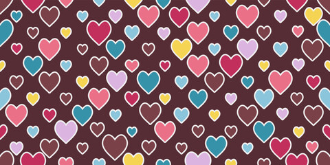 Poster - Colorful background with hearts. Seamless pattern for print and decor. Suitable for textiles and packaging, seamless prints.