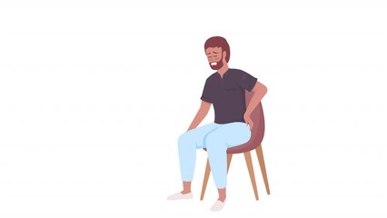 Aufkleber - animated male character with cramps. young male with spine pain. full body flat person on white back