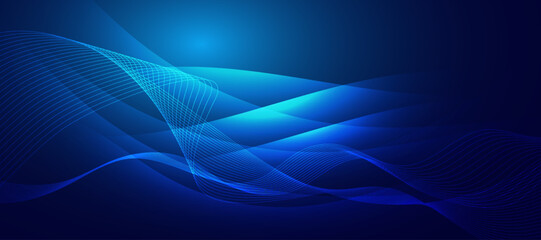 Wall Mural - Blue abstract background with wavy lines.	
