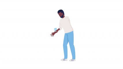 Poster - Animated nervous guy character. Stop fear of death panic attack. Full body flat person on white background with alpha channel transparency. Colorful cartoon style HD video footage for animation