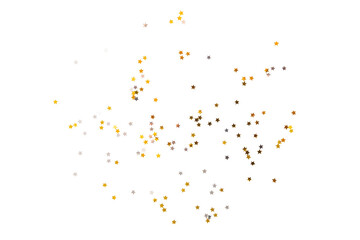 Wall Mural - golden and silver star confetti, gold stars sparkle decoration cutout, png file.