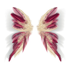 Wall Mural - Butterfly wings with feathers. Modern abstract art Gold and Viva Magenta colors feather. Vector illustration.