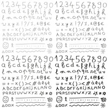 Hand Drawn Alphabet Font Scribble Doodle