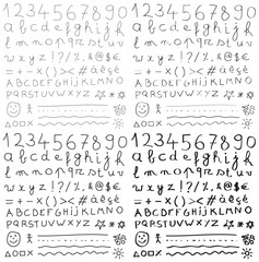 hand drawn alphabet font scribble doodle