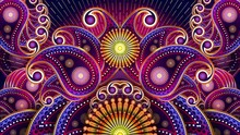 3D Kaleidoscope Mandala Abstract Background Of Trippy Art Psychedelic Trance To Open Third Eye With Visuals Energy Chakra Futuristic Audiovisual Vj Seamless Loop. 4k Animation