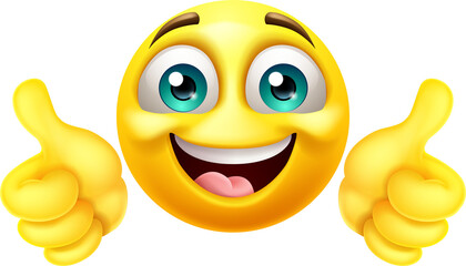 Poster - Thumbs Up Emoji Emoticon Face Cartoon Icon