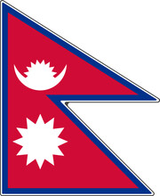 National Flag Of Nepal. Illustration With Signs.