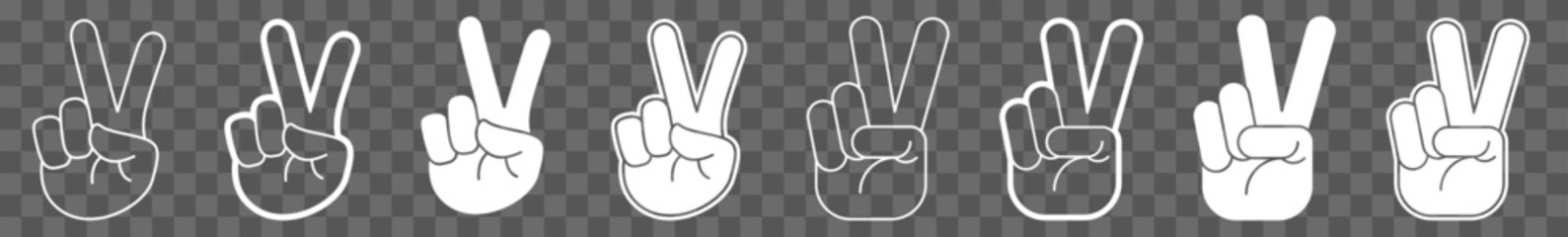 Canvas Print - Peace Sign Icon White Peace Sign Victory Hand Set | Peace Signs Symbol Vector Illustration Logo | Peace Sign V Peace Sign Fingers Isolated Collection