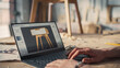 © Gorodenkoff - Handsome Furniture Designer Working on Laptop Computer, Creating a Digital 3D Model of a Stylish Wooden Bedside Table. Creative Young Man Preparing a Design for Carpentry Project.