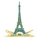 Fototapeta Boho - Eiffel Tower hand drawing illustration, Paris, France, Europe, tower eiffel	