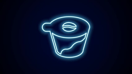 Sticker - Glowing neon line Pour over coffee maker icon isolated on black background. Alternative methods of brewing coffee. Coffee culture. 4K Video motion graphic animation