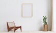 © Thanet - big white living room.interior design,wooden chair,lamp,wooden table,carpet wall for mock up and copy space...