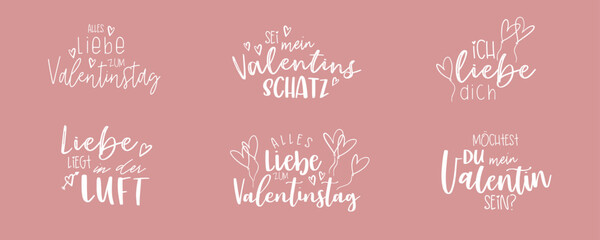 Wall Mural - Valentines day german language lettering, various sayings like 