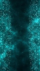 Wall Mural - dramatic backdrop of particle formation with rays of light blue energy Vertical video
