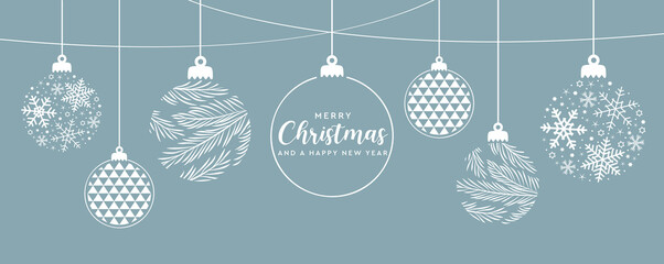 Wall Mural - hanging bright christmas ball decoratoin with snowflakes