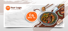 Doodle Hand Drawn Ca Kho To As The Vietnamese Food Social Media Header Background