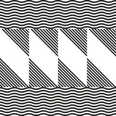Leinwandbilder - Modern abstract geometric contemporary vector seamless diagonal pattern with simple elements and shapes. Graphic black and white minimalist background.