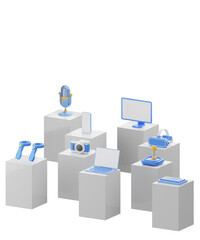 Poster - 3D technology gadget put on podium. 3d icon isolate background. 3D rendering illustration