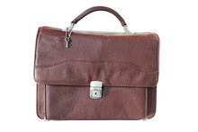 Men's Vintage Leather Bag For Documents, On An Isolated Background