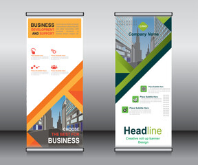 Wall Mural - Roll up banner template design,banner layout, advertisement, pull up, polygon background.