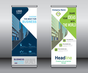 Wall Mural - Roll up banner template design,banner layout, advertisement, pull up, polygon background.