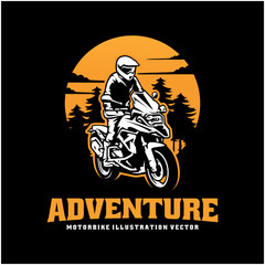 Sticker - Biker riding adventure motorbike illustration logo vector