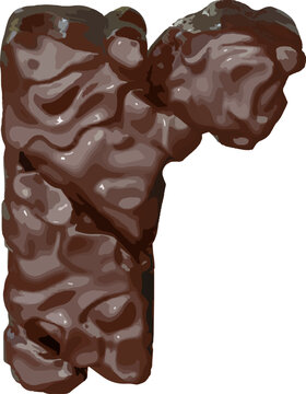 The symbol made of chocolate. letter r