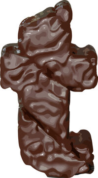 The symbol made of chocolate. letter t