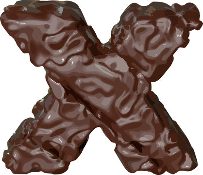 The symbol made of chocolate. letter x