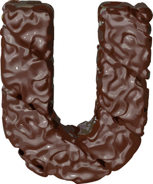 The symbol made of chocolate. letter u