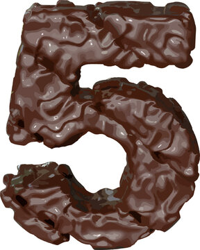 The symbol made of chocolate. number 5