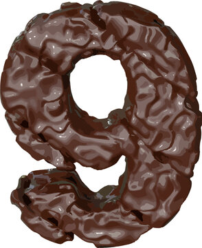 The symbol made of chocolate. number 9