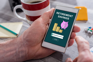 Wall Mural - Retirement savings concept on a smartphone