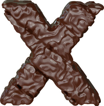 The symbol made of chocolate. letter x
