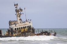 Old Shipwreck Along Skeleton Coast In Namibia