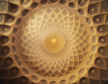 Islamic Golden Dome Pattern, Painting Background, Dreamy Light
