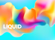 Colorful fluid 3D shapes. Abstract liquid gradient elements on blue background.