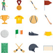 Hurling icons set. Flat set of hurling vector icons for web design isolated
