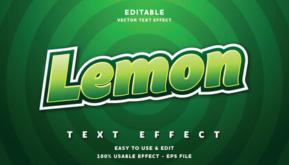 Wall Mural - lemon editable text effect with modern and simple style, usable for logo or campaign title	
