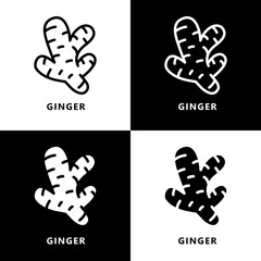 Canvas Print - Ginger herb root spice Icon Logo. Vegetable and Fruit Symbol Illustration Vector