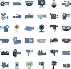 Poster - camcorder icons set. flat set of camcorder vector icons for web design isolated