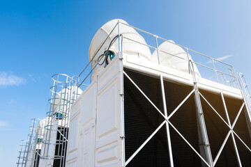 Sets of cooling towers in blue sky