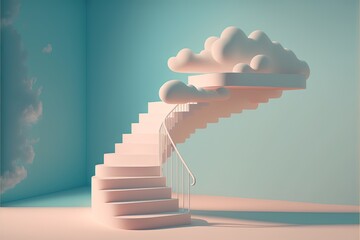 Digital illustration about cloud and ladder.