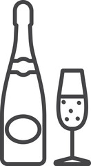 Sticker - Sparkling wine bottle and glass. Celebration drink icon